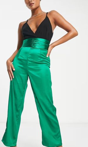 ASOS Collective the Label Petite Ruched Waist Wide Leg Jumpsuit